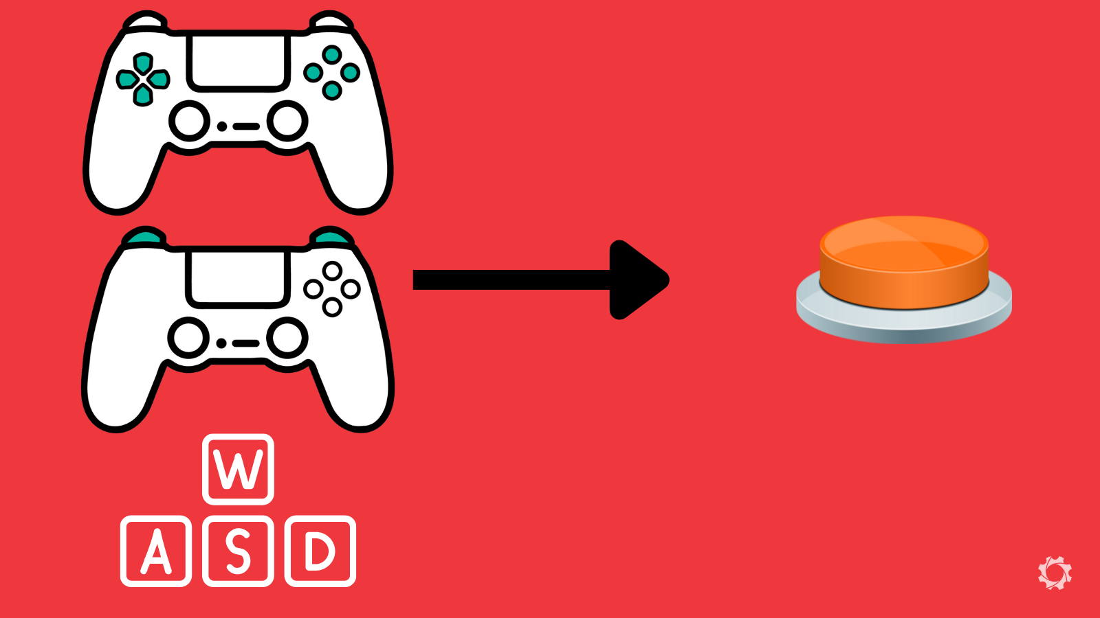 graphic showing buttons on a controller and keyboard buttons being converted to assistive switches